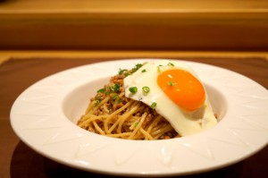 納豆とひき肉のパスタ